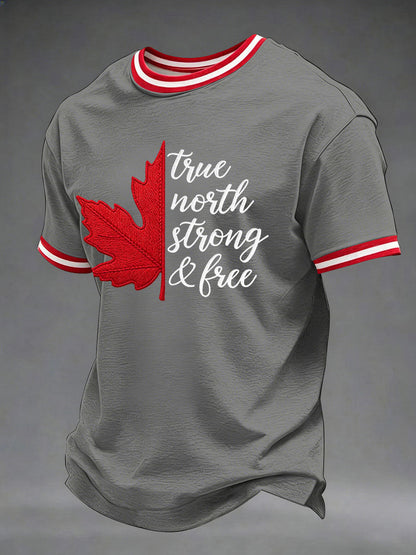 Men's Canada True North Strong And Free Printed Casual T-Shirt