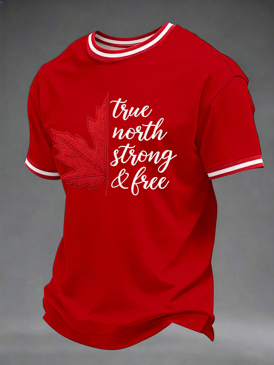 Men's Canada True North Strong And Free Printed Casual T-Shirt