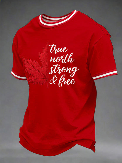 Men's Canada True North Strong And Free Printed Casual T-Shirt