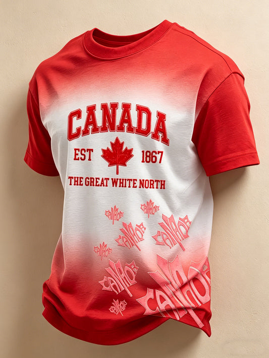 Men's Canada Day Printed Vintage Fashion Loose Short Sleeve T-Shirt