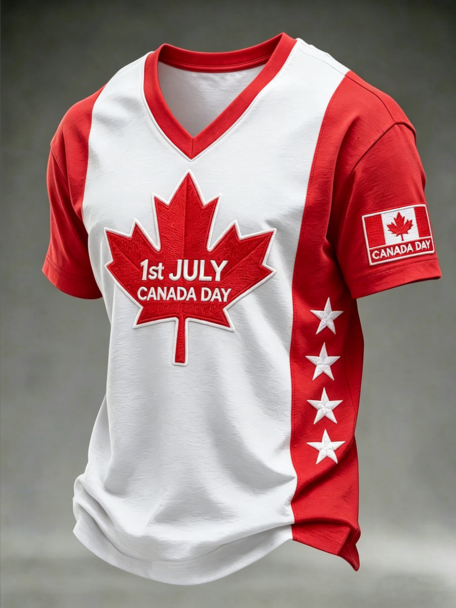 Men's Canada Day Printed Vintage Fashion Loose Short Sleeve T-Shirt