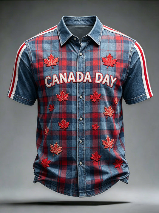 Men's Canada Print Casual Short Sleeved Shirt