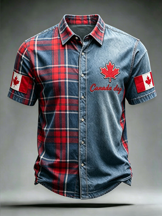 Men's Canada Print Casual Short Sleeved Shirt
