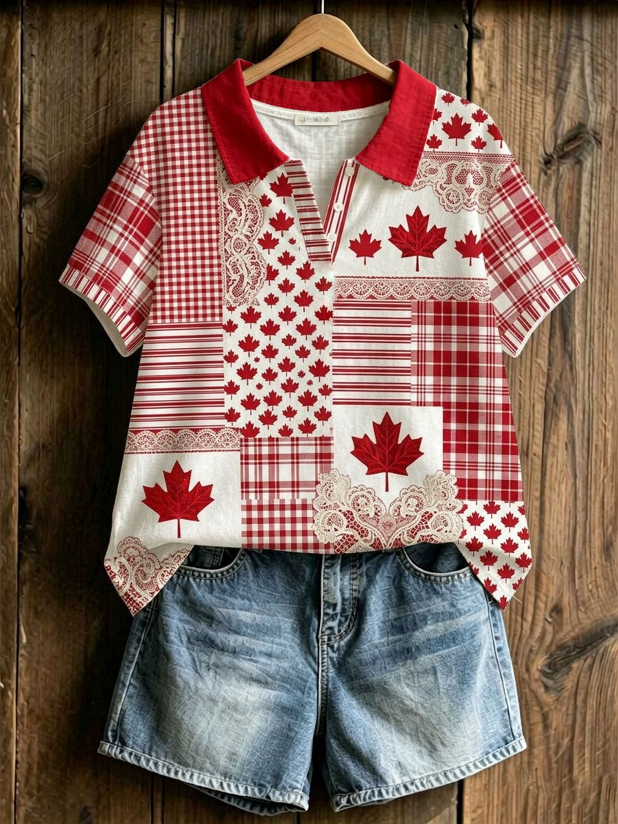 Women's Canada Maple Leaf Art Print Casual T-Shirt