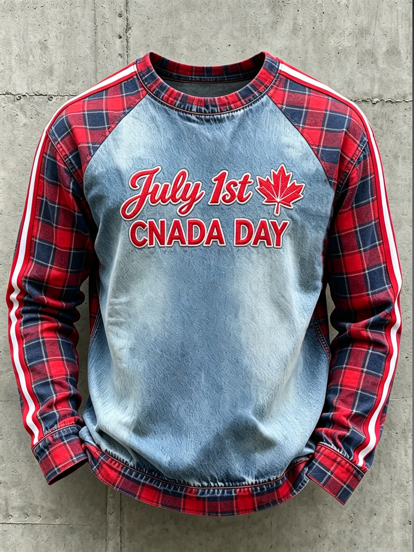 Men's Canada Day Printed Long Sleeved Round Neck Sweatshirt