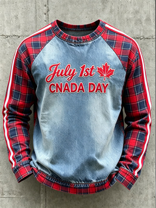 Men's Canada Day Printed Long Sleeved Round Neck Sweatshirt