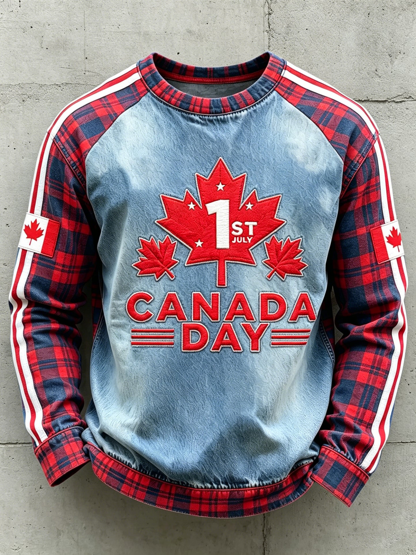 Men's Canada Day Printed Long Sleeved Round Neck Sweatshirt