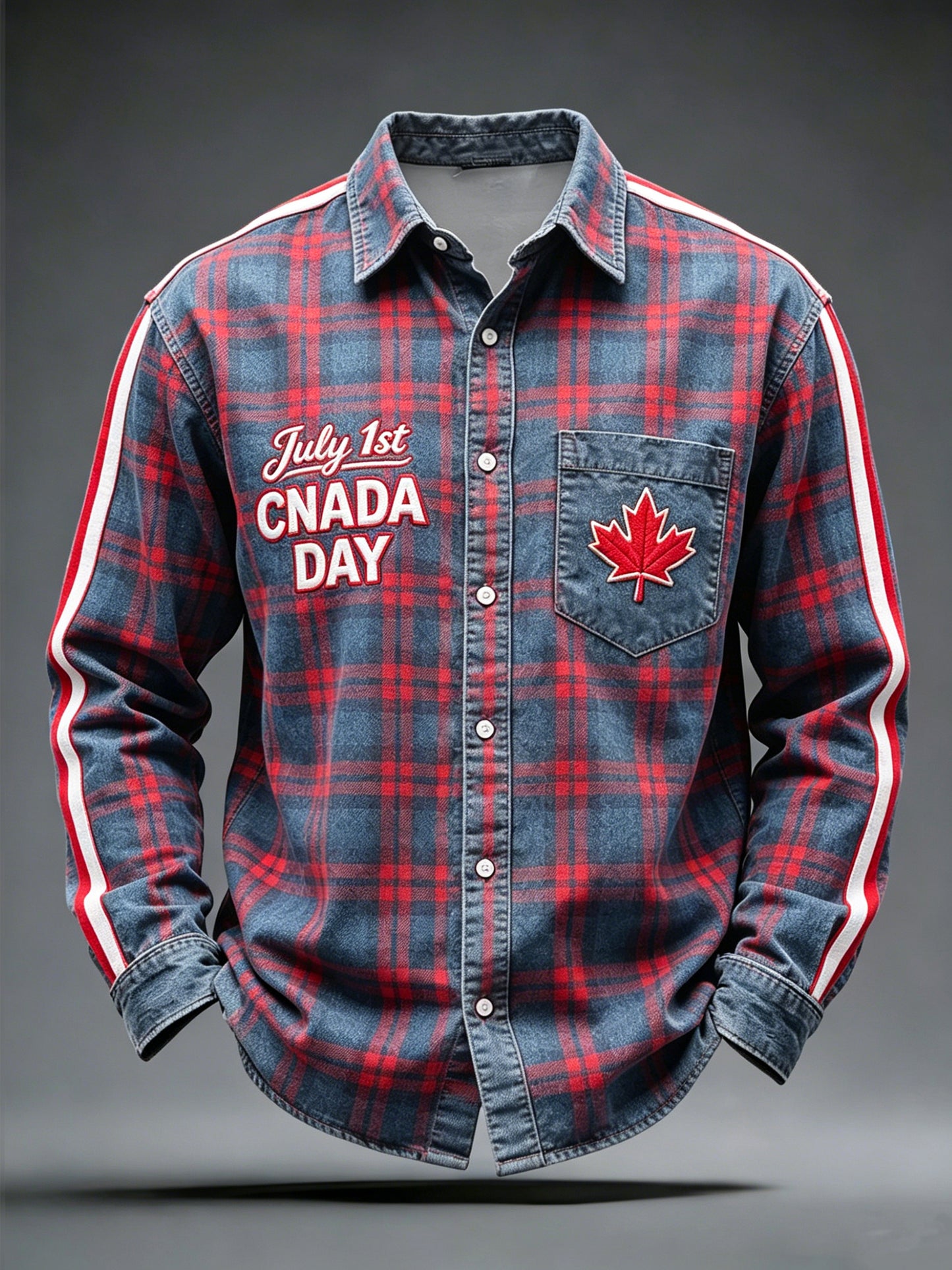 Men's Canada Day Print Casual Long Sleeved Shirt