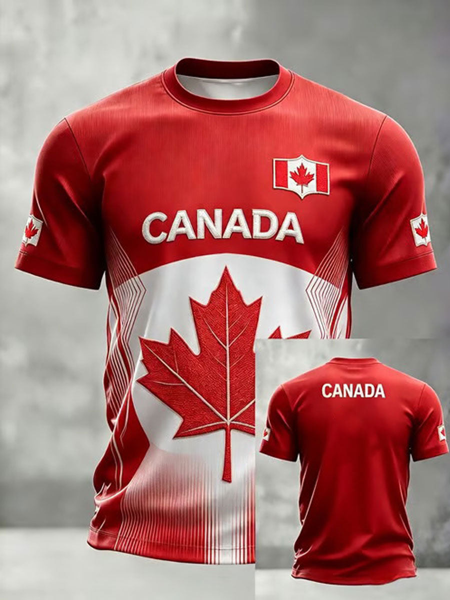 Men's Canada Soccer Print Casual T-Shirt