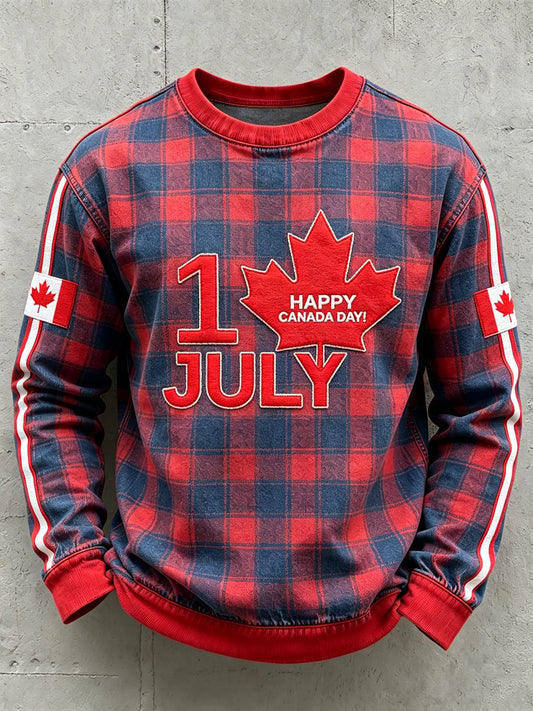 Men's Canada Day Printed Long Sleeved Round Neck Sweatshirt
