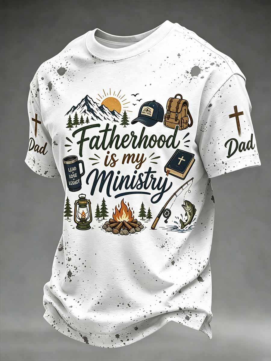 Men's Father's Day Faith Print Casual T-Shirt