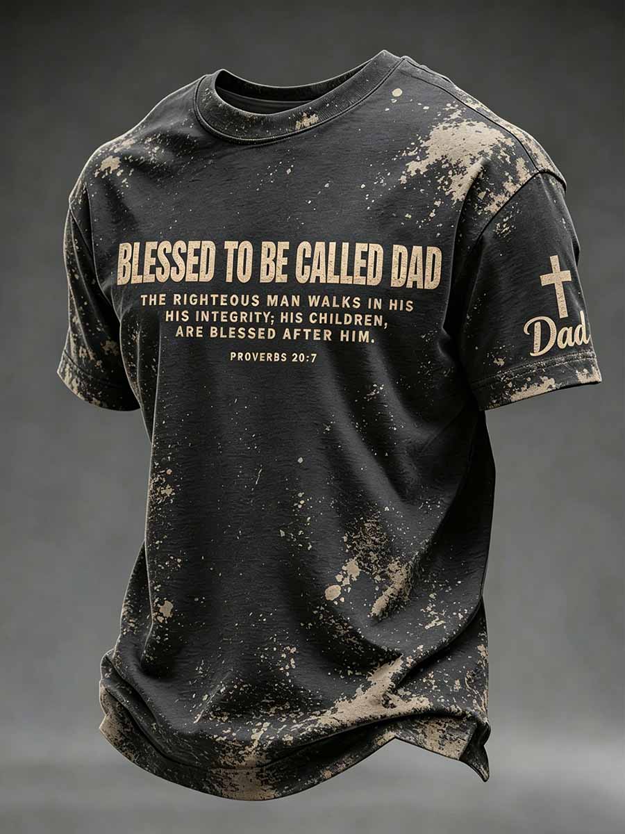 Men's Father's Day Faith Print Casual T-Shirt