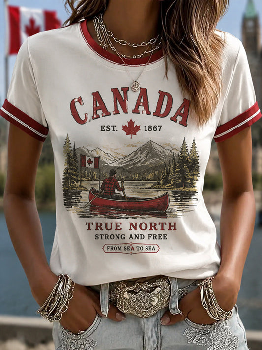 Women's Proud To Be Canadian Print Casual Tee