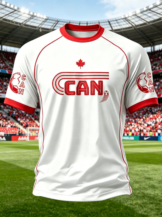 Men's Canada Soccer Printed Vintage Fashion Loose Short Sleeve T-Shirt