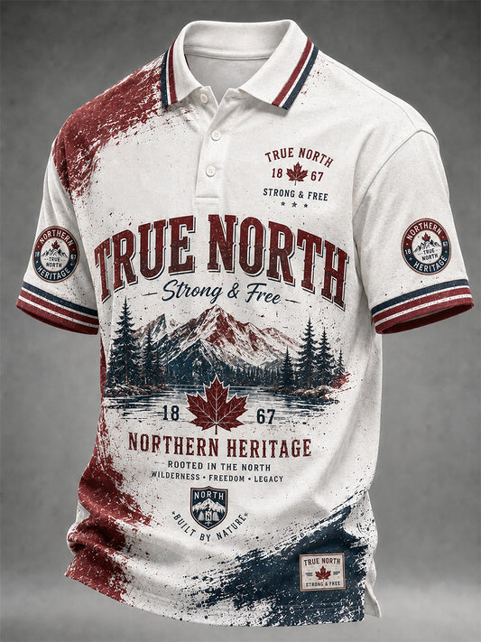 Men's Proud To Be Canadian Print Casual Polo