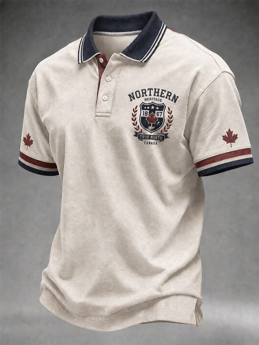 Men's Proud To Be Canadian Print Casual Polo