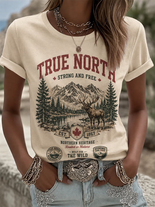 Women's Proud To Be Canadian Print Casual Tee