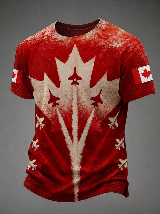 Men's Canadian Maple Leaf Print Casual Short Sleeve T-shirt