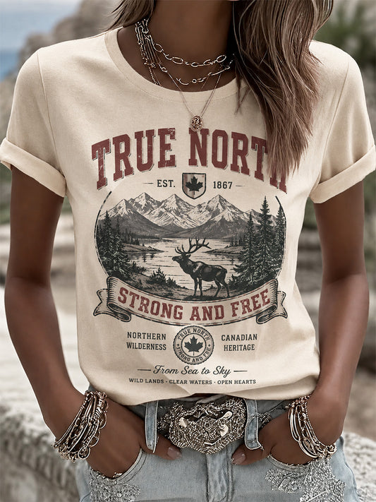 Women's Proud To Be Canadian Print Casual Tee