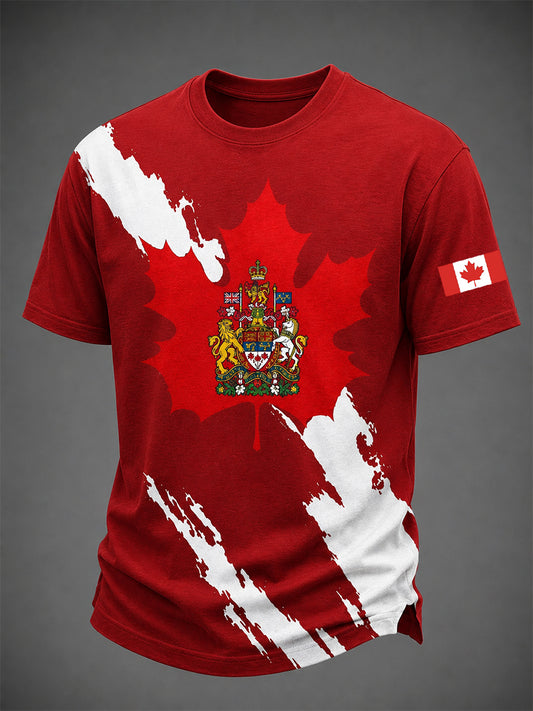 Men's Canadian Maple Leaf Print Casual Short Sleeve T-shirt