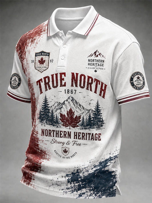 Men's Proud To Be Canadian Print Casual Polo