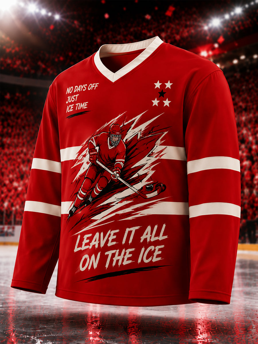 Men's Gift For Canada Hockey Fans Print Casual Long-Sleeve T-Shirt