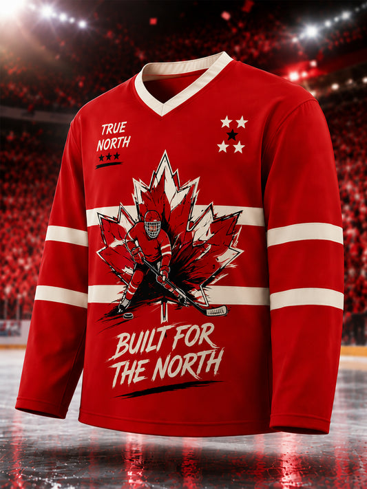 Men's Gift For Canada Hockey Fans Print Casual Long-Sleeve T-Shirt