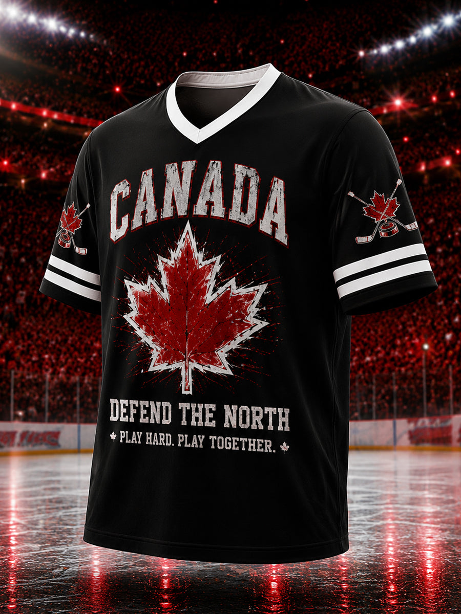 Men's Gift For Canada Hockey Fans Print Casual V-Neck Tee