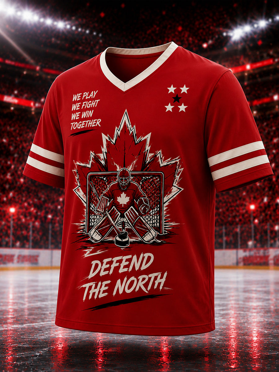 Men's Gift For Canada Hockey Fans Print Casual V-Neck Tee