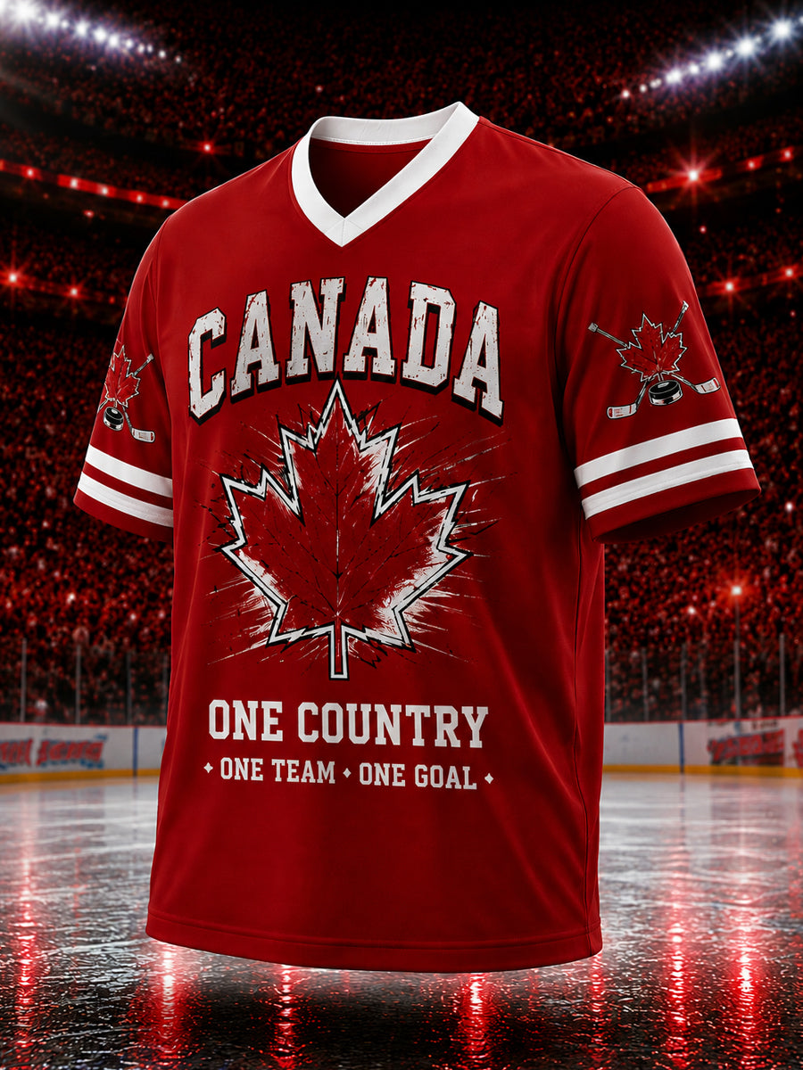 Men's Gift For Canada Hockey Fans Print Casual V-Neck Tee