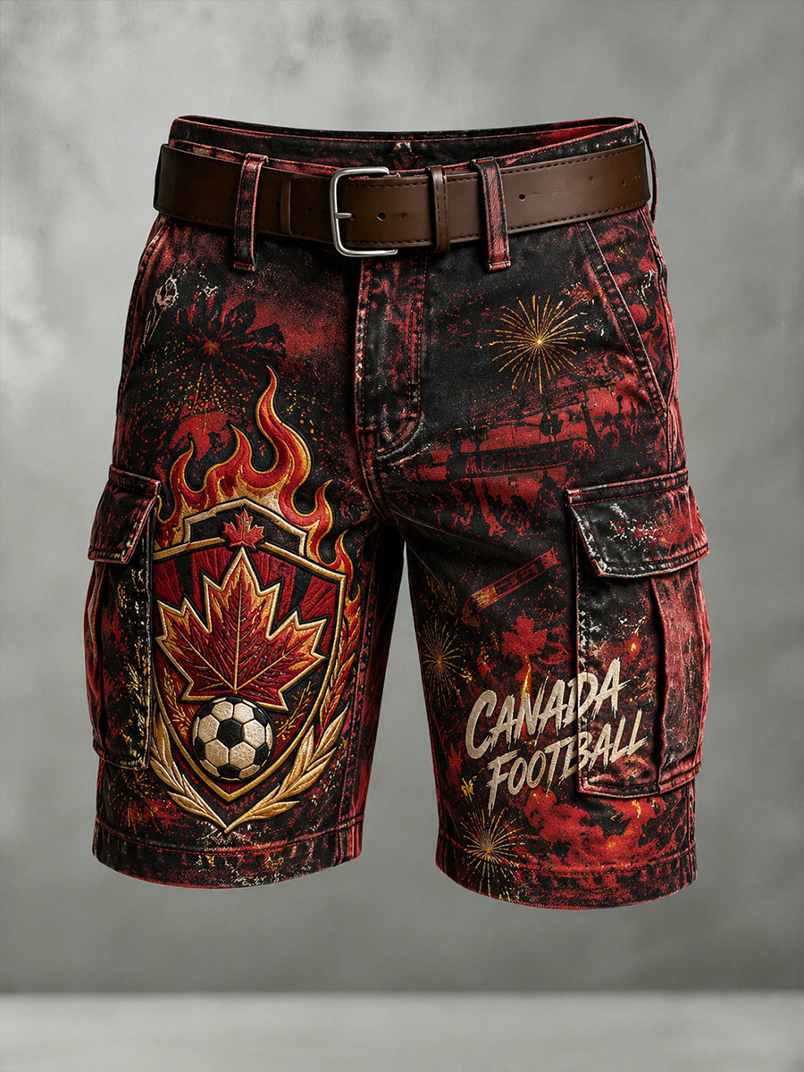 Men's  Canada Football Print Casual Shorts