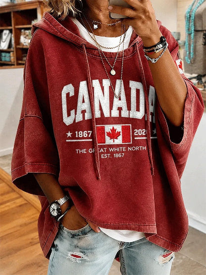 Women's Canada Print Casual Hoodie