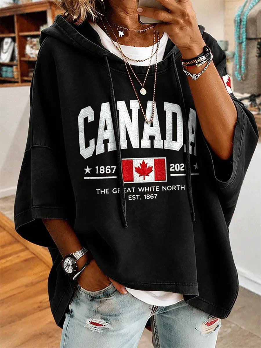 Women's Canada Print Casual Hoodie
