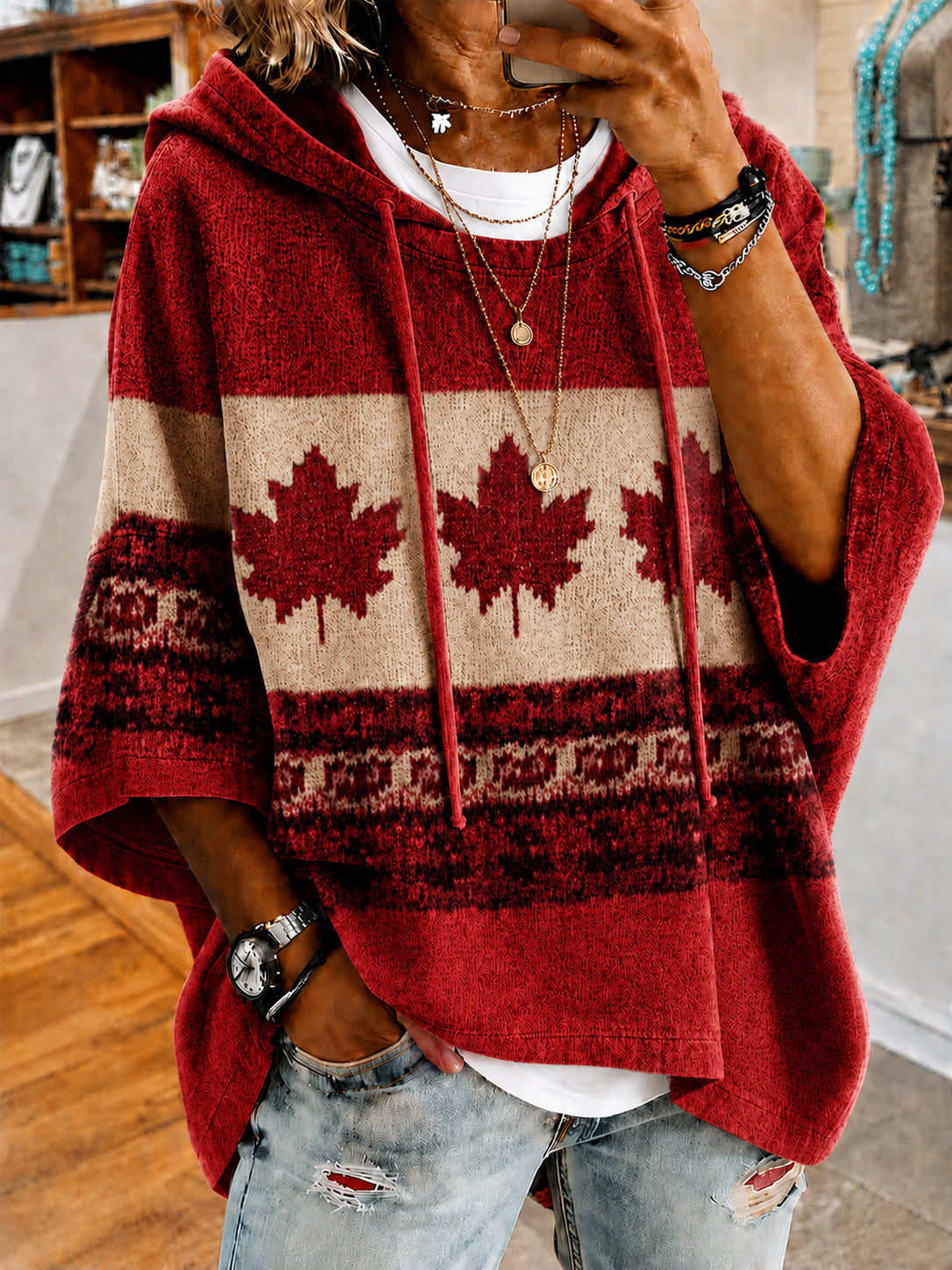Women's Canada Print Casual Hoodie