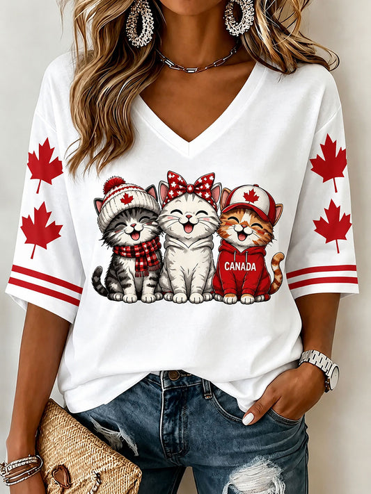 Women's Canada Print Casual T-shirt