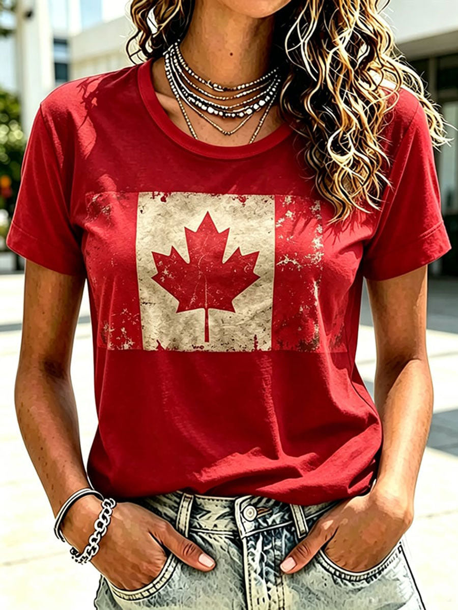 Women's Canada Print Casual T-shirt