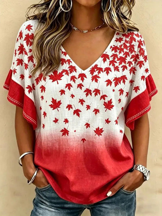 Women's Canada Print Casual T-shirt