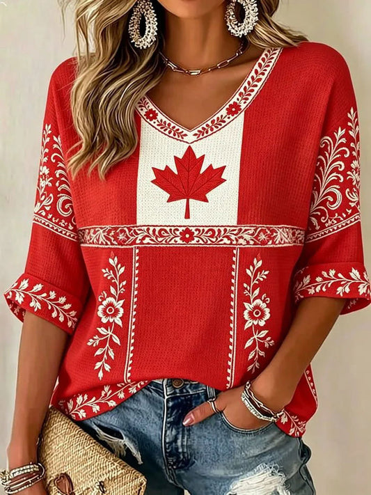 Women's Canada Print Casual T-shirt