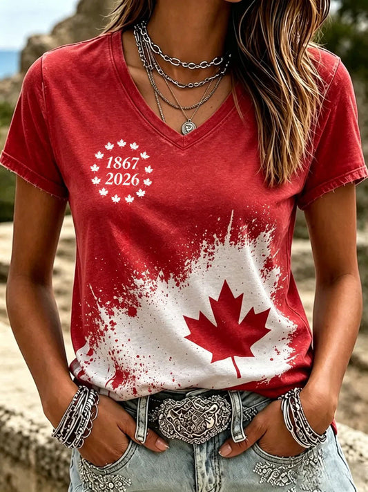 Women's Canada Print Casual T-shirt