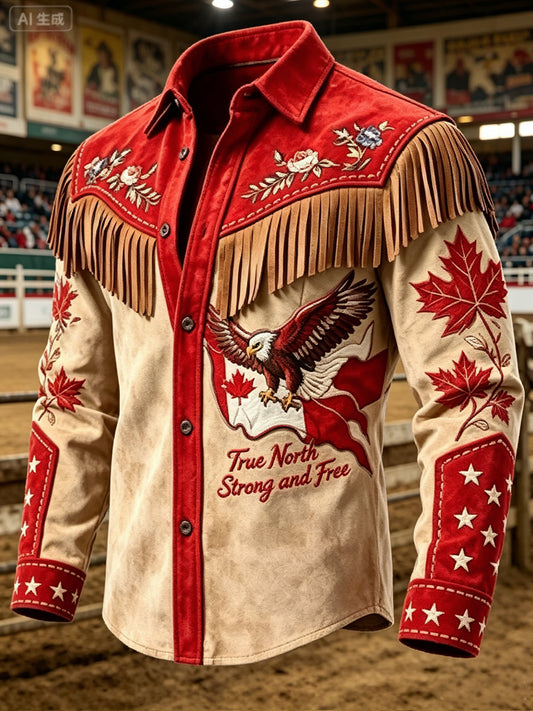 Men's Canada Calgary Stampede Print Casual Long Sleeved Shirt