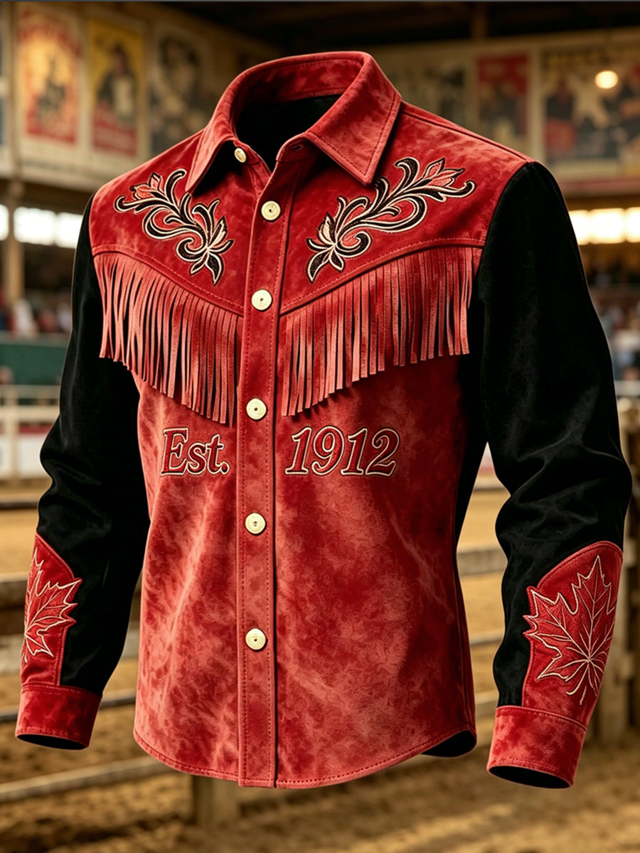 Men's Canada Calgary Stampede Print Casual Long Sleeved Shirt