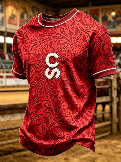 Men's Calgary Stampede Printed Vintage Fashion Loose Short Sleeve T-Shirt