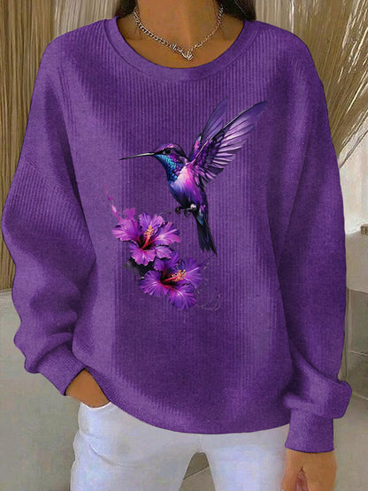 Women's Purple Art Print Casual Sweatshirt