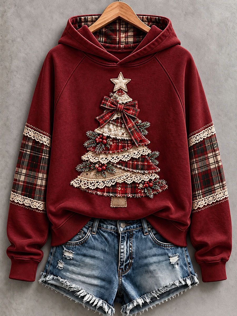 Women's Christmas Tree Print Hoodie