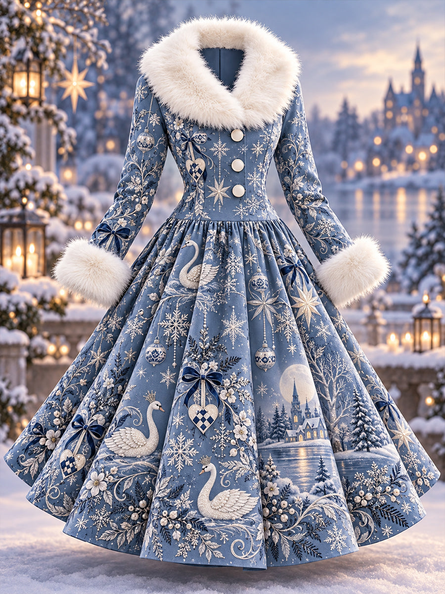 Women's Christmas-Themed Printed Dress