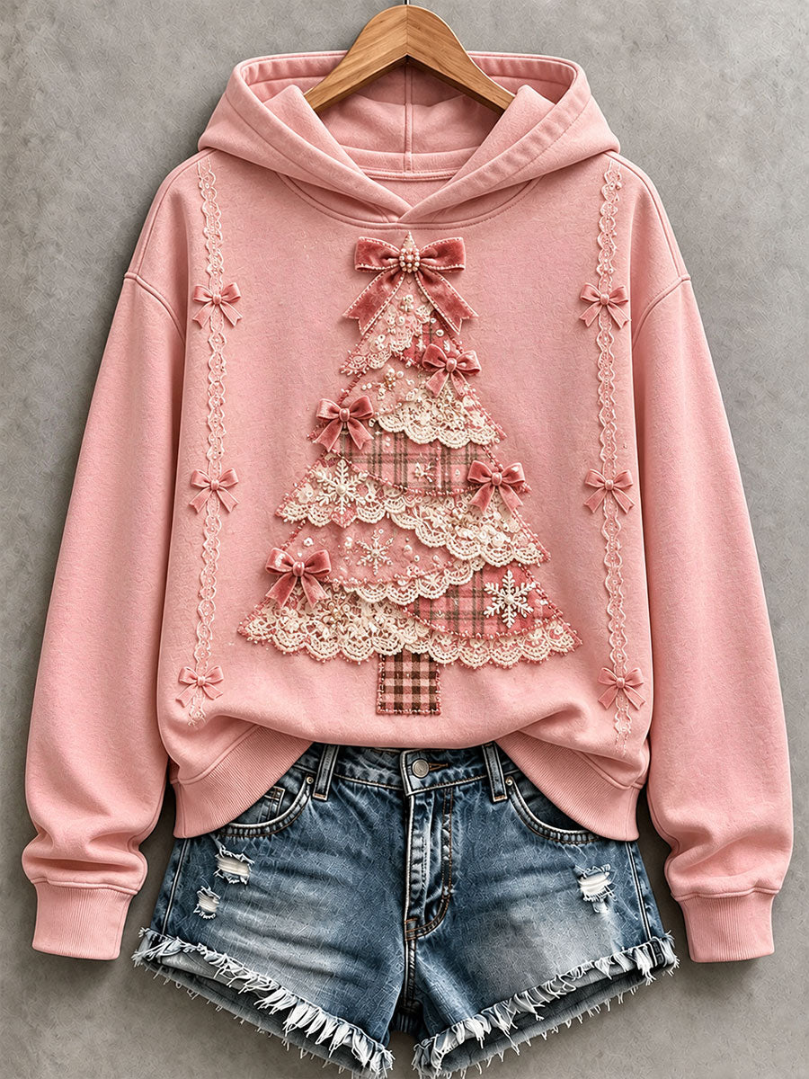 Women's Pink Christmas Tree Hoodie
