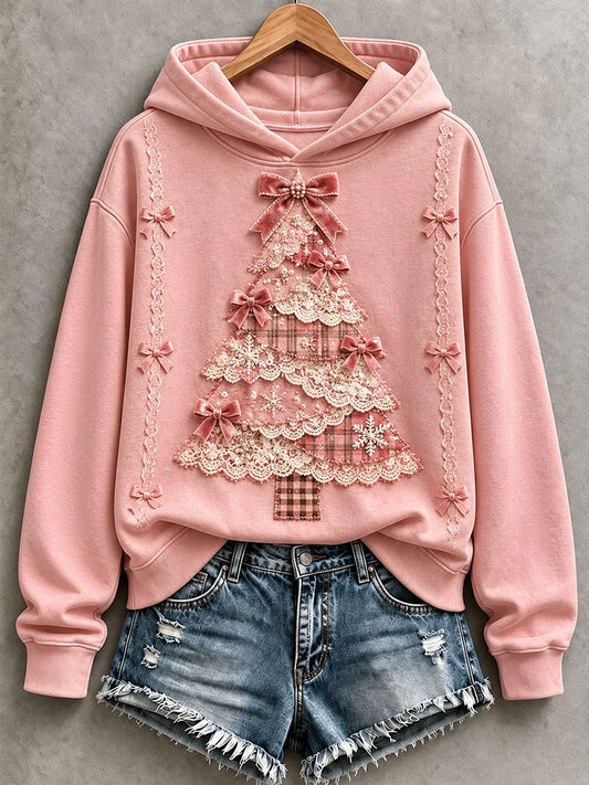 Women's Pink Christmas Tree Hoodie