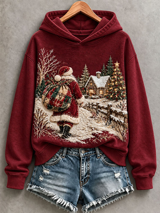 Women's Santa Print Hoodie