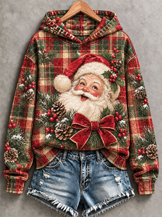Women's Santa Print Casual Hoodie