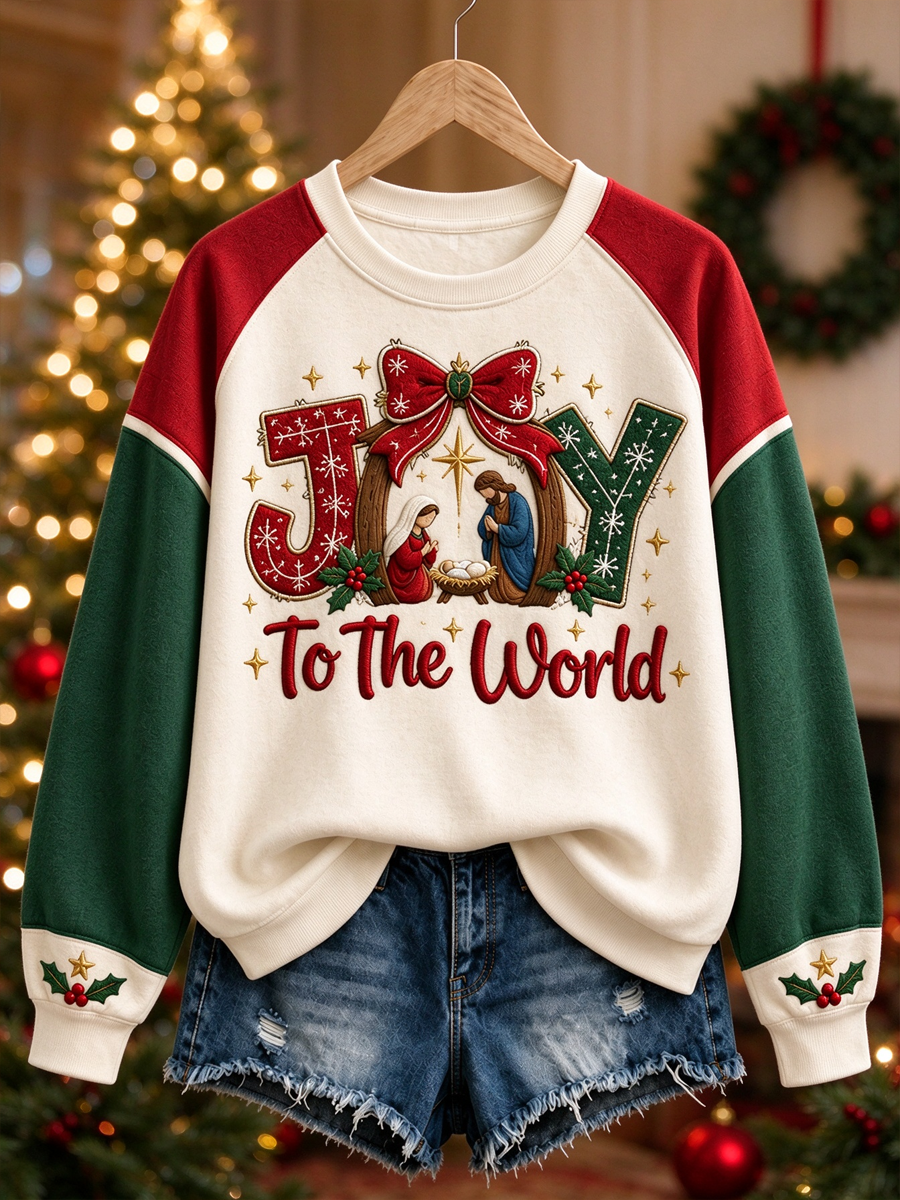 Women's Christian Christmas Printed raglan sleeve sweatshirt